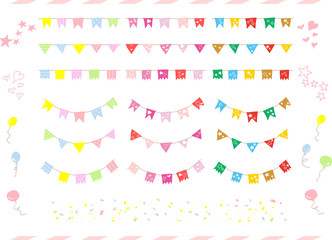 手描き　旗　フラッグ　ガーランド　セット