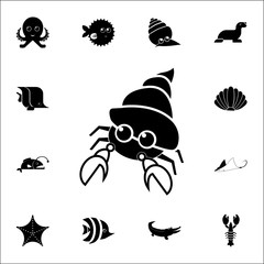 crab in shell icon. Set of cute aquatic animal icons. Web Icons Premium quality graphic design. Signs, outline symbols collection, simple icons for websites, web design, mobile app