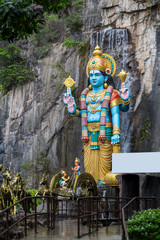 Ramayana (Rama) statue near entrance to Batu Caves in Kuala Lumpur, Malaysia