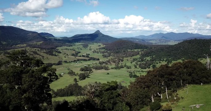 Ariel view of Carrs lookout in Queensland, Australia during the day.