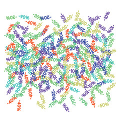 Sale Banner Confetti. Vector Falling Down -10, -20, -30, -40, -50, -70, 90 Banner or Sticker. Holidays Shopping Promotion Ads. Rebate Badge, Price Discount Hipster Sale Banner, Frame or Border