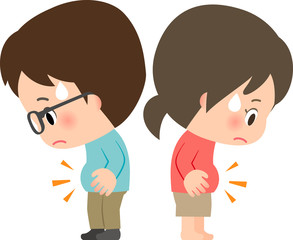 腹部の肥満に悩む若い男女