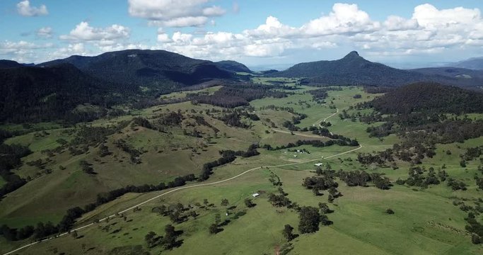 Ariel view of Carrs lookout in Queensland, Australia during the day.