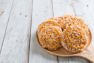 Thai sweet crispy rice cracker with cane sugar