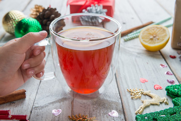 Hot christmas tea , Christmas decoration
