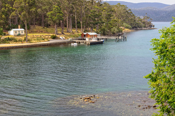 Fototapeta na wymiar View from the Guard Tower at the Picture of Port Arthur Historic Site - Tasmania, Australia