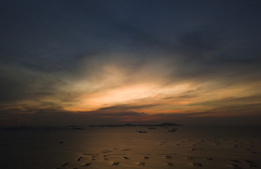 Fototapeta na wymiar Colorful of sunset on sea scape background 
