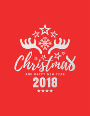merry christmas and happy new year 2018 vector design