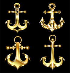 сSet of gold anchors