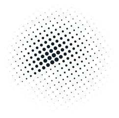 Abstract black and white halftone sphere isolated