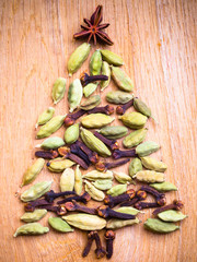 Christmas tree made from spices
