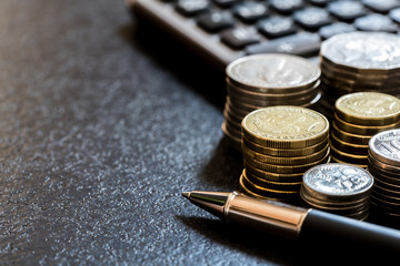 Row of coins Australian finance concept
