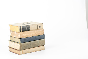 collection of old books on white