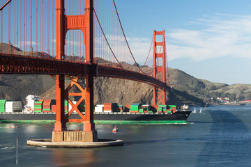 Container Ship Brings Imported Products Golden Gate Bridge San Franciso California © Christopher Boswell