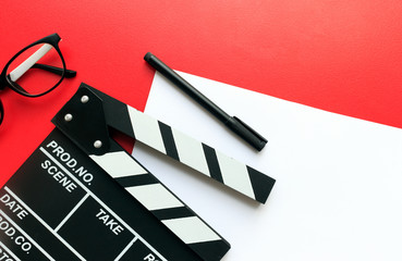 Obraz premium film director's desk. top view shot