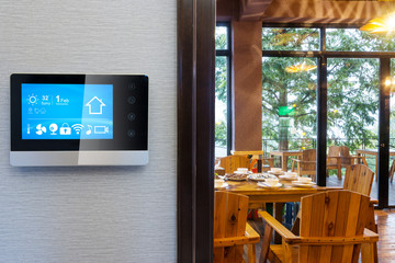 smart screen with smart home with modern restaurant