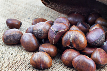 chestnuts on sack.