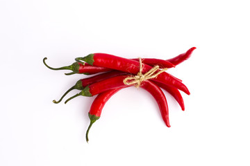 Red bitter pepper on a white background