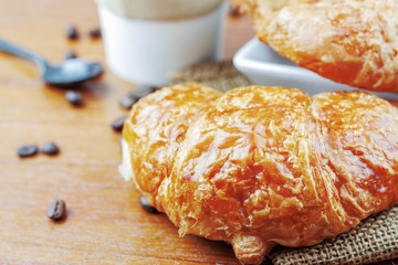 croissants on wooden floor.