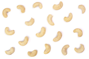 cashew nuts isolated on white background. top view. Flat lay pattern