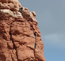 Face climbers nearing the summit of the mountain