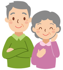 笑顔の老夫婦