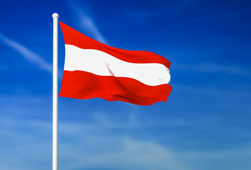 Waving flag of Austria on the blue sky background