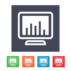 data report graph on monitor screen icon