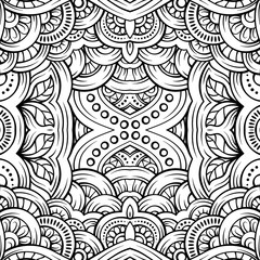 Vector abstract doodles black and white seamless pattern