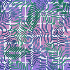 Tropical background with palm leaves. Seamless floral pattern. Summer vector illustration