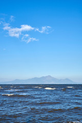 朝の有明海と雲仙・普賢岳