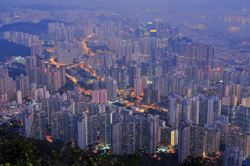 Hong Kong Residential Tower at Twilight