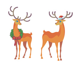 Naklejka na ściany i meble Reindeer Christmas icon. Moving deer