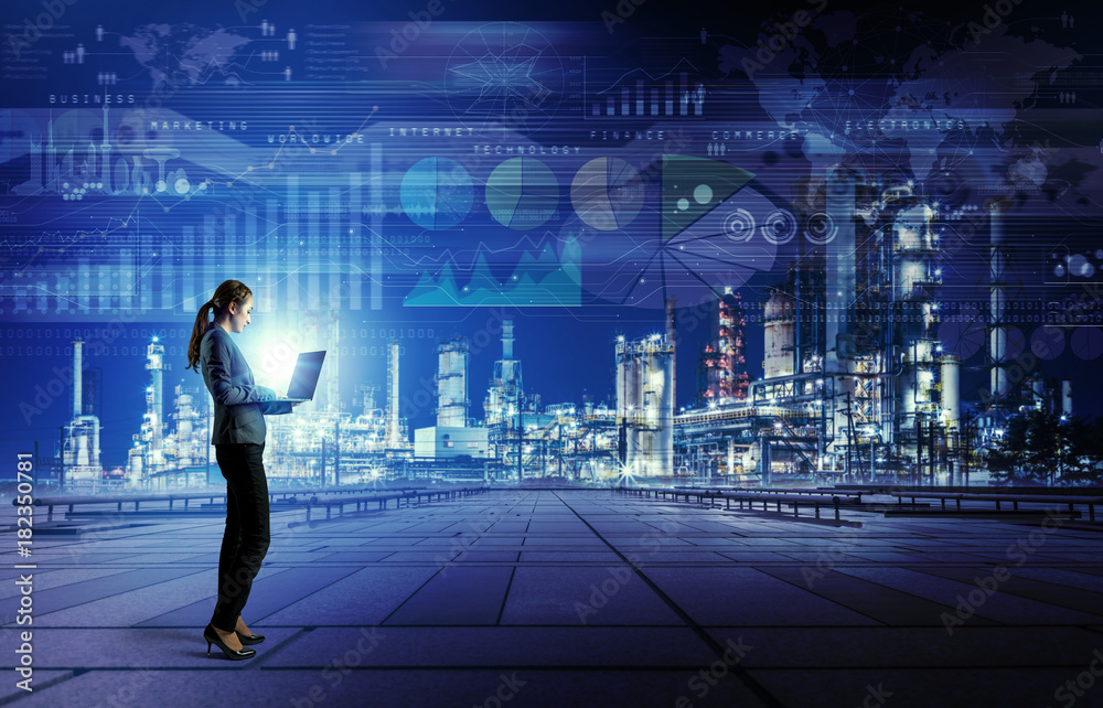 Poster smart factory concept. internet of things. information communication technology.
