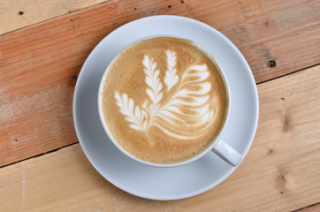A cup of latte-art hot coffee                