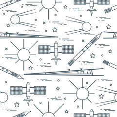 Seamless pattern with variety space exploration elements.