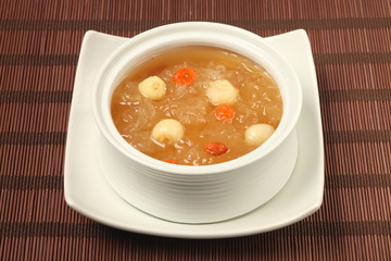 Chinese traditional dessert - Sweet white fungus and lotus seeds soup