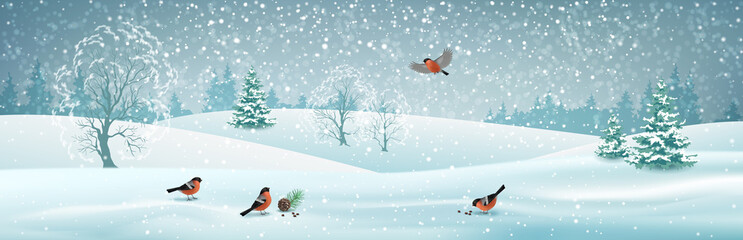 Obraz premium Vector Winter Landscape