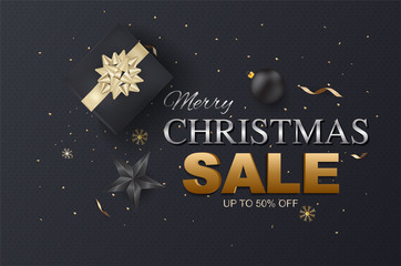 Christmas sale and seasonal discount templates, banner. Big sale, clearance up to 50% off. Sale banner template design.