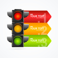 Realistic 3d Detailed Road Traffic Light Banner Card. Vector - 182354198