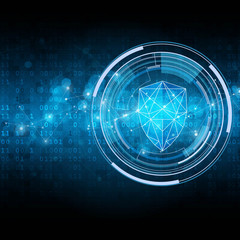 Security shield on matrix style binary background