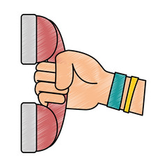 hand with telephone icon vector illustration design