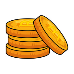 pile bitcoins isolated icon vector illustration design