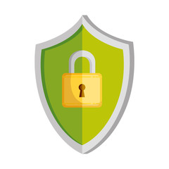 shield with padlock security vector illustration design