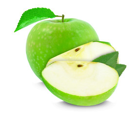 apple green slice isolated on white background