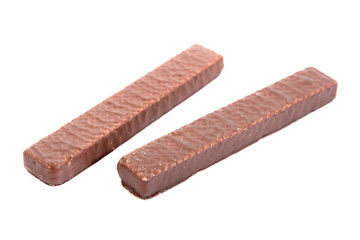 chocolate waffles isolated on white background