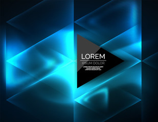 Fototapeta premium Color neon glowing triangles, abstract background