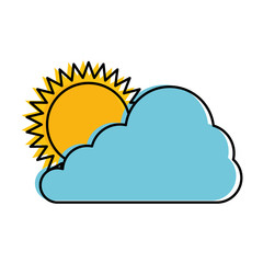 cloud silhouette with sun vector illustration design