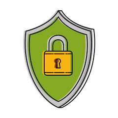 shield with padlock security vector illustration design
