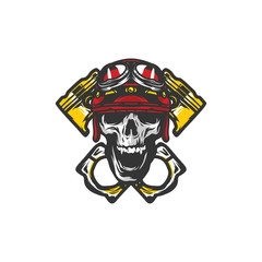 Skull rider road vector workshop design logo emblem illustration